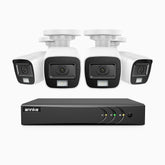 E200 - 3K Lite Wired Security Camera System Outdoor with AI Human/Vehicle Detection, 8CH H.265+ DVR and 4 x 1920 TVL 2MP IP67 Home CCTV Cameras with Smart Dual Light, Color Night Vision